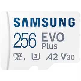 Карта памяти MicroSDXC 256GB Samsung MB-MC256KA/RU EVO PLUS, U3, V30, A2, UHS-I, Class 10, 130MB/s + adapter