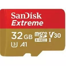 Карта памяти MicroSDHC 32GB SanDisk SDSQXAF-032G-GN6MA Extreme + SD Adapter + Rescue Pro Deluxe 100MB/s A1 C10 V30 UHS-I U3