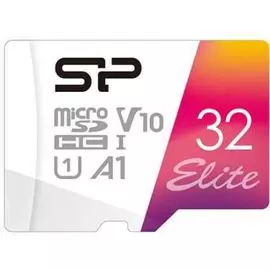 Карта памяти 32GB Silicon Power SP032GBSTHBV1V20SP microSDHC Class 10 UHS-I U3 100 Mb/s Elite A1 (SD адаптер)