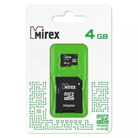 Карта памяти MicroSDHC 4GB Mirex 13613-AD10SD04 Class 10 (SD адаптер)