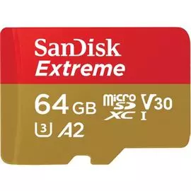 Карта памяти 64GB SanDisk SDSQXA2-064G-GN6GN microSDXC Class 10 UHS-I A2 C10 V30 U3 Extreme (SD адаптер) 160MB/s for Mobile Gaming