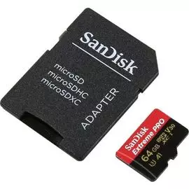 Карта памяти 64GB SanDisk SDSQXCG-064G-GN6MA Extreme Pro + SD Adapter + Rescue Pro Deluxe 100MB/s A1 C10 V30 UHS-I U3
