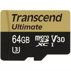 Карта памяти 64GB Transcend TS64GUSDU3M MicroSDHC class 10 UHS Ultimate (V30), чтение: 95Мб/с/60Мб/с, с адаптером
