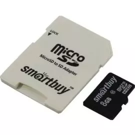 Карта памяти 8GB SmartBuy SB8GBSDCL10-01_С MicroSDHC Сlass 10 + SD adapter