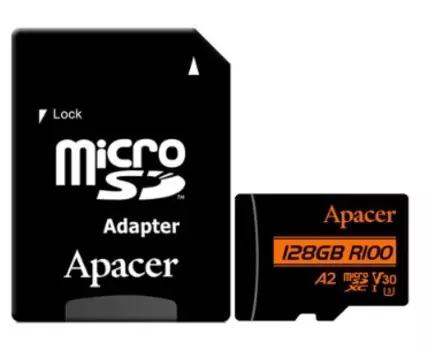 Карта памяти MicroSDXC 128GB Apacer AP128GMCSX10U8-R с адаптером