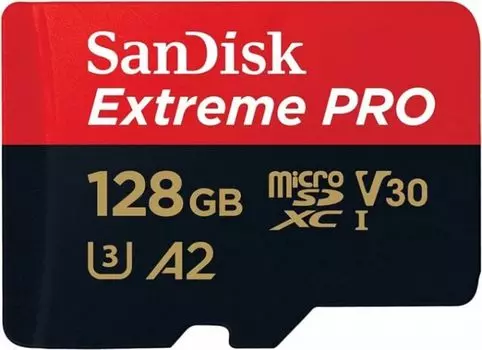 Карта памяти MicroSDXC 128GB SanDisk Extreme PRO SDSQXCD-128G-GN6MA for 4K Video on Smartphones, Action Cams Drones 200MB/s Read, 90MB/s Write, Lifeti