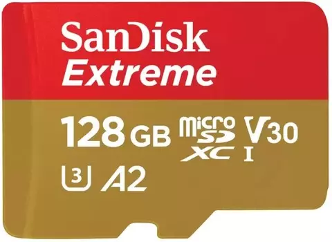 Карта памяти 128GB SanDisk SDSQXAA-128G-GN6MN UHS-I U3, Class 10, цвет: золотой/красный