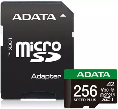 Карта памяти MicroSDXC 256GB ADATA UD256GUI3V30A2SP-RA1 Class 10 UHS-I U3 V30 A2 180/160 MB/s (SD адаптер)