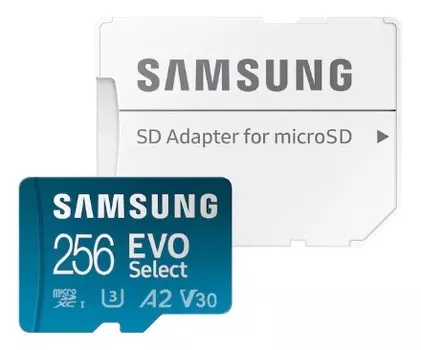Карта памяти MicroSDXC 256GB Samsung MB-ME256KA/AM EVO Plus, Class 10, A2, V30, UHS-I (U3), адаптер