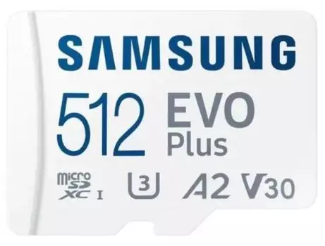 Карта памяти MicroSDXC 512GB Samsung MB-MC512KA/APC (УЦЕНЕННЫЙ) EVO Plus, U3, V30, A2, UHS-I, 130MB/s, adapter