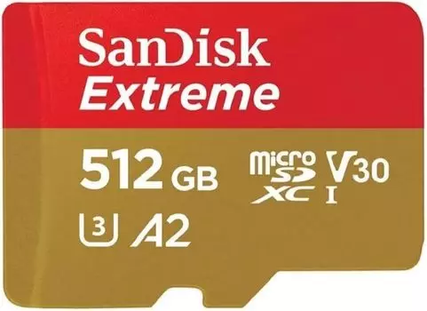 Карта памяти MicroSDXC 512GB SanDisk SDSQXAV-512G-GN6MA SanDisk Ultra Class 10, UHS-I, W130, R 190 МБ/с, адаптер на SD