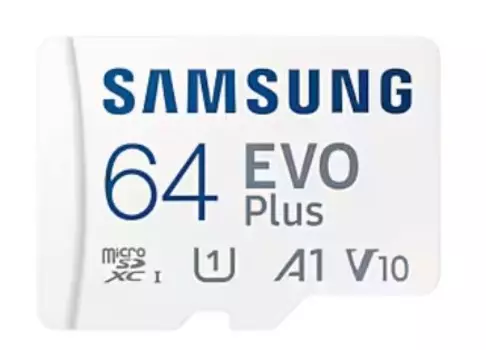 Карта памяти MicroSDXC 64GB Samsung MB-MC64SA/APC Evo Plus UHS-1 U1 A1 V10 с адаптером 2024