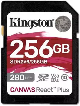 Карта памяти SDXC 256GB Kingston SDR2V6/256GB Canvas React Plus UHS-I Class U3 V60, 280R/100W