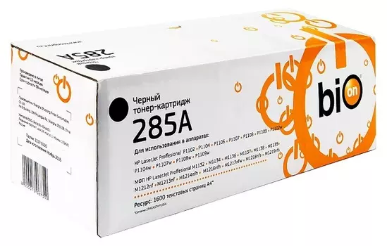 Картридж BION BCR-CE285A-WB CE285A для HP LaserJet Pro M1132/M1212/M1214/M1217/P1102/P1109 (1600 стр.), Черный, белая коробка