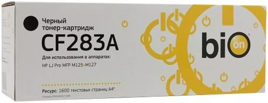 Картридж BION BCR-CF283A-WB CF283A-WB для HP LaserJet Pro M125/M127/M201/M225 (1500 стр.), Черный, белая коробка