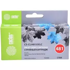 Картридж Cactus CS-CLI481XXLC голубой, 12мл, для Canon Pixma TR7540/TR8540/TS6140/TS8140