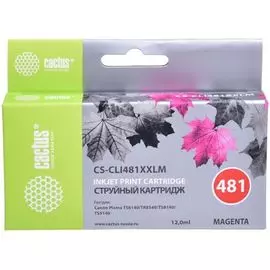 Картридж Cactus CS-CLI481XXLM пурпурный, 12мл, для Canon Pixma TR7540/TR8540/TS6140/TS8140