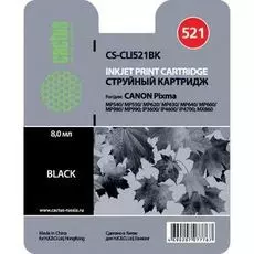 Картридж Cactus CS-CLI521BK для CANON PIXMA MP540/ MP550/ MP620/ MP630/ MP640/ MP660/ MP980/ MP990; iP3600/ iP4600/ iP4700; MX860, черный,9 мл