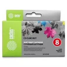 Картридж Cactus CS-CLI8C/M/Y голубой/пурпурный/желтый набор карт. (36мл) для Canon MP470/50