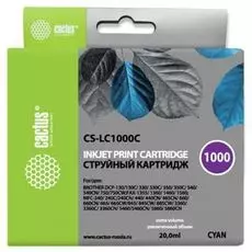Картридж Cactus CS-LC1000C голубой для Brother DCP 130C/330С/MFC-240C/5460CN (20мл)