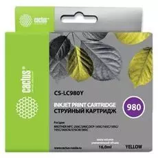 Картридж Cactus CS-LC980Y желтый для Brother DCP-145C/165C/MFC-250C/290C (16мл)