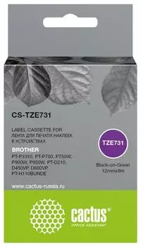 Картридж Cactus CS-TZE731 черный для Brother PT-P1010, PT-P700, P750W, P900W, P950W, PT-D210, D450VP, D600VP, PT-H110BUNDE