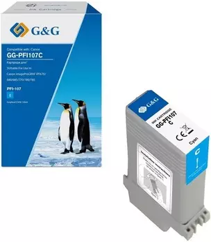 Картридж G&G GG-PFI107C струйный голубой (130мл) для Canon imageProGRAF iPF670/680/685/770/780/785