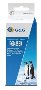 Картридж G&G GG-PGI425BK струйный черный (16мл) для Canon Pixma iP4840/MG5140/5240/6140/8140/MX884