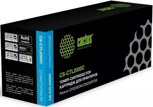 Картридж лазерный Cactus CS-CTL2000C голубой (1500стр.) для Pantum CP2200DW/CM2200FDW