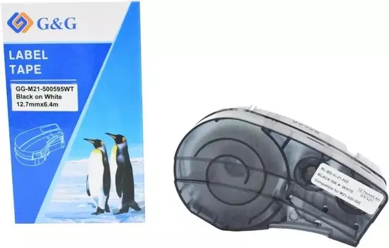 Картридж ленточный G&G GG-M21-500595WT черный на белом 12.7x6.4 для Brady BMP21-PLUS, BMP21-LAB