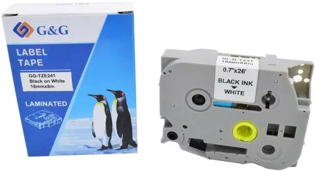 Картридж ленточный G&G GG-TZE241 черный на белом 18x8 для Brother 1230/1280/1280VP/2700VP