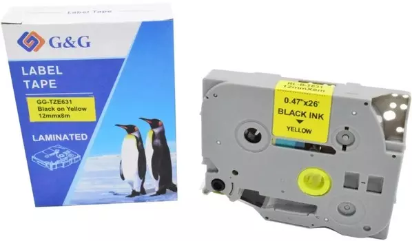 Картридж ленточный G&G GG-TZE631 черный на желтом 12x8 для Brother 1010/1260VP/1830VP/9700PC
