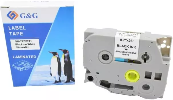 Картридж ленточный G&G GG-TZES241 черный на белом 18x8 для Brother 1230/1280/1280VP/2700VP