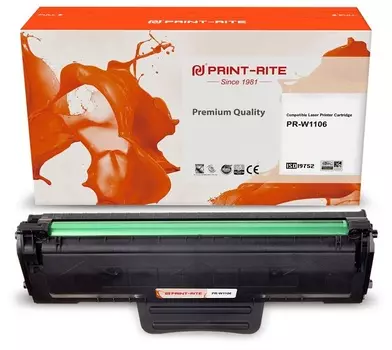 Картридж Print-Rite PR-W1106 W1106A черный (1000стр.) для HP Laser 107a/107r/107w/135a MFP/135r MFP/135w MFP/137fnw MFP