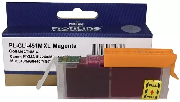 Картридж ProfiLine PL_CLI-451M XL_M струйный для принтеров Canon PIXMA iP7240/iP8740/iX6840/MG5440/MG5540MG5640/MG6340/MG6440/MG6640/MG7140/MG7540/MX9