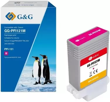 Картридж струйный G&G GG-PFI121M для Canon imagePROGRAF TM-250/255/350/355, пурпурный, 130мл