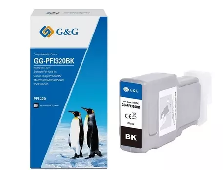 Картридж струйный G&G GG-PFI320BK PFI-320BK черный (300мл) для Canon imagePROGRAF TM-200/200MFP/205/300/300MFP/305