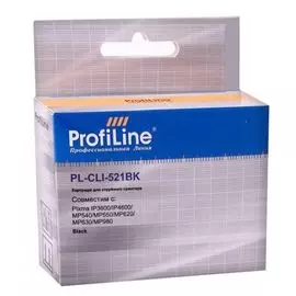Картридж струйный ProfiLine PL-CLI-521BK-Bk Картридж PL-CLI-521BK для принтеров Canon Pixma Ip3600/IP4600/MP540/MP620/MP630/MP980 с чипом водн ProfiLi