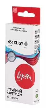 Картридж струйный Sakura 6476B001 (451XL GY) для Canon PIXMA MG6340/7140, водорастворимый тип чернил, серый, 350 к.