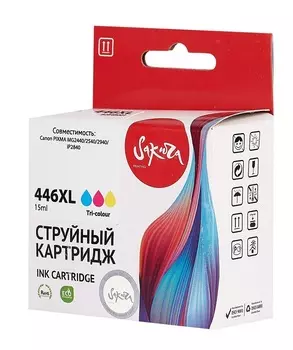 Картридж струйный Sakura 8284B001 (446XL Color) для Canon PIXMA MG2440/2540/2940/iP2840, водорастворимый тип чернил, триколор, 300 к.