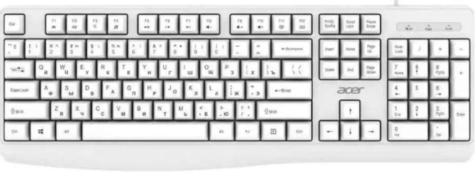 Клавиатура Acer OKW301 ZL.KBDCC.01B белая USB (1967915)