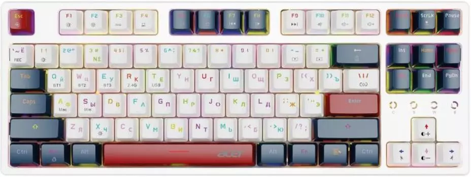 Клавиатура беспроводная Acer OKR302 ZL.KBDEE.016 механическая белая USB BT/Radio for gamer для ноутбука LED