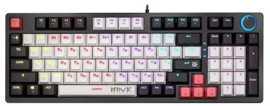 Клавиатура Defender Hawk GK-418 45418 механическая RU,радужн,97кн,1,5м,крас.свитч.