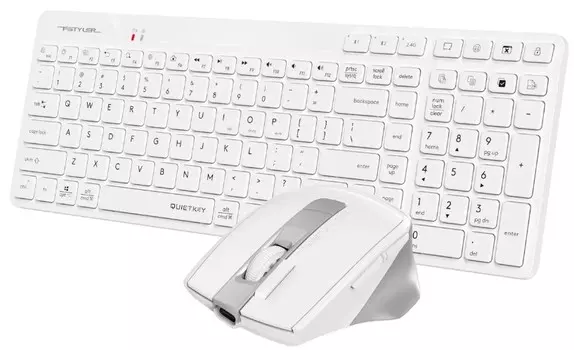 Клавиатура и мышь Wireless A4Tech Fstyler FB2800C Air2 2076752 White клав: белый/серый, мышь: белый/серый, USB Bluetooth/Радио slim