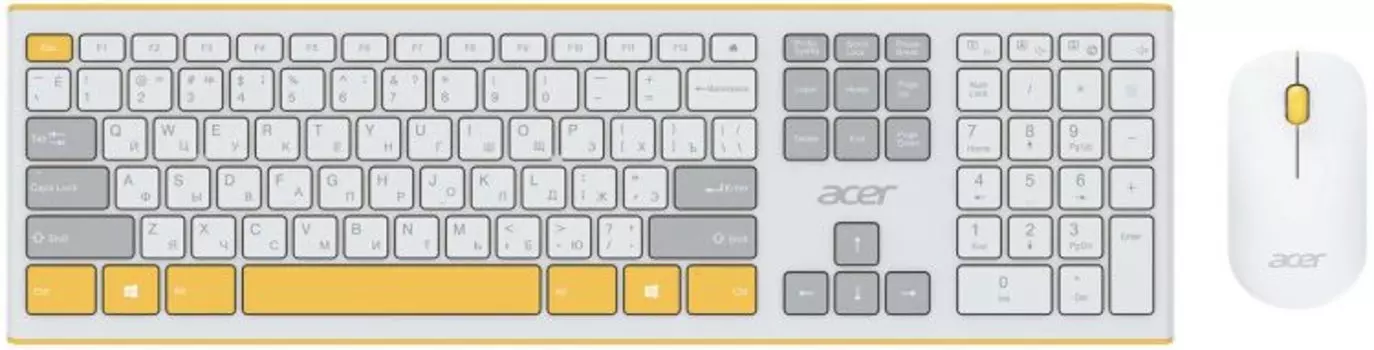 Клавиатура и мышь Wireless Acer OCC200 ZL.ACCEE.002 желтые, USB, 109 клавиш, 4кн, 1200dpi
