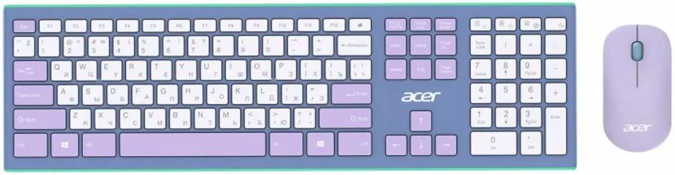 Клавиатура и мышь Wireless Acer OCC200 ZL.ACCEE.003 фиолетовые, USB, 109 клавиш, 4кн, 1200dpi