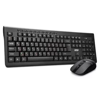 Клавиатура и мышь Wireless HIPER OSW-2100 черные, 114 кл, USB, 1600dpi, 4 кн