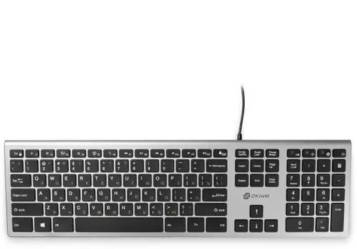 Клавиатура Oklick 890S 1784239 серая/черная USB slim Multimedia