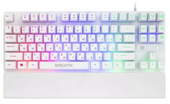 Клавиатура проводная Defender Breath GK-184 RU 45184 игровая, белая, радужная, 87кнопок