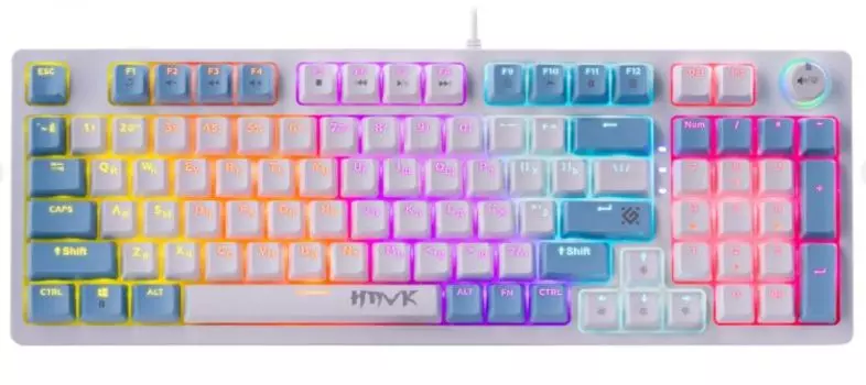Клавиатура проводная Defender Hawk GK-418 RU 45421 радужная, 97 кн, крас.свитч, белый